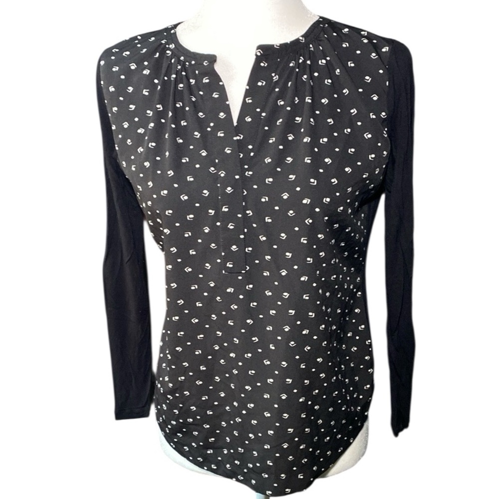 Ralph Lauren Black Blouse with White Pattern